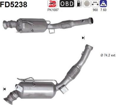 AS FD5238 - Сажевый / частичный фильтр, система выхлопа ОГ avtokuzovplus.com.ua