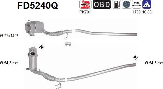 AS FD5240Q - сажі / частковий фільтр, система вихлопу ОГ autocars.com.ua