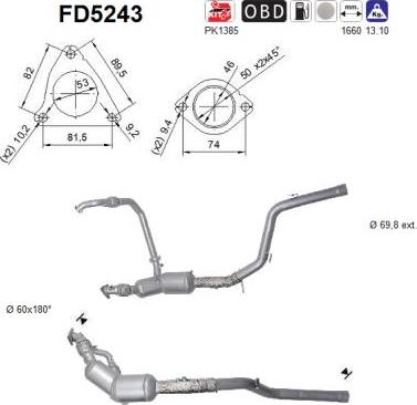 AS FD5243 - сажі / частковий фільтр, система вихлопу ОГ autocars.com.ua