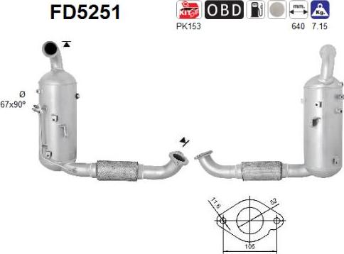 AS FD5251 - Сажевый / частичный фильтр, система выхлопа ОГ avtokuzovplus.com.ua