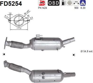 AS FD5254 - сажі / частковий фільтр, система вихлопу ОГ autocars.com.ua