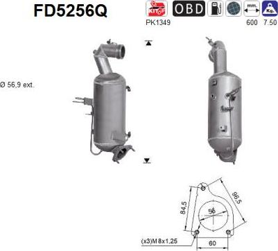 AS FD5256Q - сажі / частковий фільтр, система вихлопу ОГ autocars.com.ua