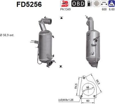 AS FD5256 - сажі / частковий фільтр, система вихлопу ОГ autocars.com.ua