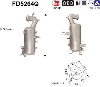 AS FD5264Q - сажі / частковий фільтр, система вихлопу ОГ autocars.com.ua