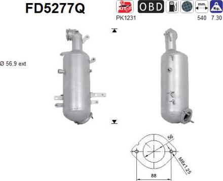 AS FD5277Q - сажі / частковий фільтр, система вихлопу ОГ autocars.com.ua