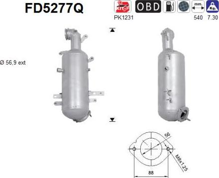 AS FD5277Q - Сажевый / частичный фильтр, система выхлопа ОГ avtokuzovplus.com.ua