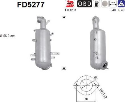 AS FD5277 - Сажевый / частичный фильтр, система выхлопа ОГ avtokuzovplus.com.ua