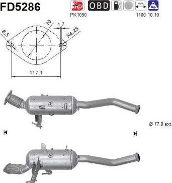 AS FD5286 - сажі / частковий фільтр, система вихлопу ОГ autocars.com.ua