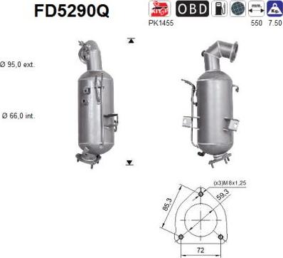 AS FD5290Q - сажі / частковий фільтр, система вихлопу ОГ autocars.com.ua