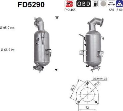 AS FD5290 - сажі / частковий фільтр, система вихлопу ОГ autocars.com.ua