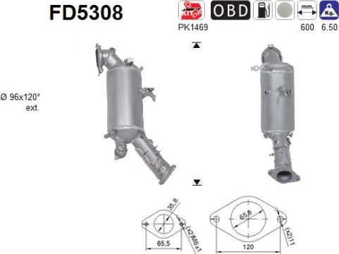 AS FD5308 - сажі / частковий фільтр, система вихлопу ОГ autocars.com.ua