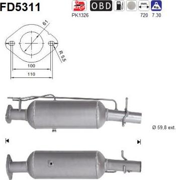 AS FD5311 - сажі / частковий фільтр, система вихлопу ОГ autocars.com.ua