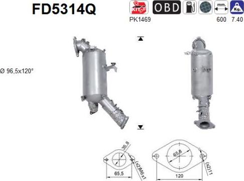 AS FD5314Q - сажі / частковий фільтр, система вихлопу ОГ autocars.com.ua