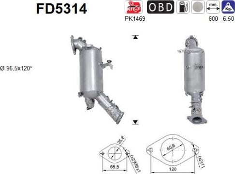 AS FD5314 - сажі / частковий фільтр, система вихлопу ОГ autocars.com.ua
