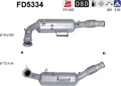 AS FD5334 - сажі / частковий фільтр, система вихлопу ОГ autocars.com.ua
