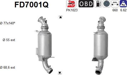 AS FD7001Q - сажі / частковий фільтр, система вихлопу ОГ autocars.com.ua