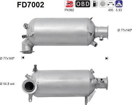 AS FD7002 - сажі / частковий фільтр, система вихлопу ОГ autocars.com.ua