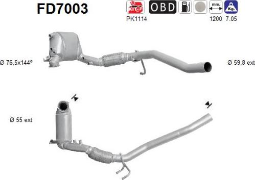 AS FD7003 - сажі / частковий фільтр, система вихлопу ОГ autocars.com.ua