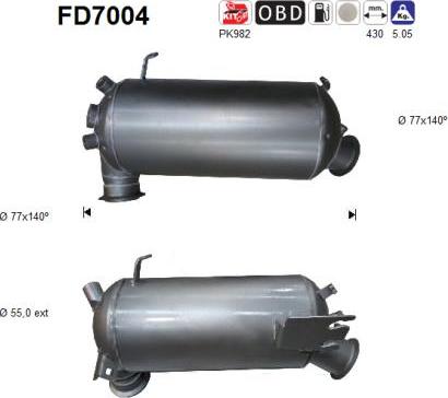 AS FD7004 - Сажевый / частичный фильтр, система выхлопа ОГ avtokuzovplus.com.ua
