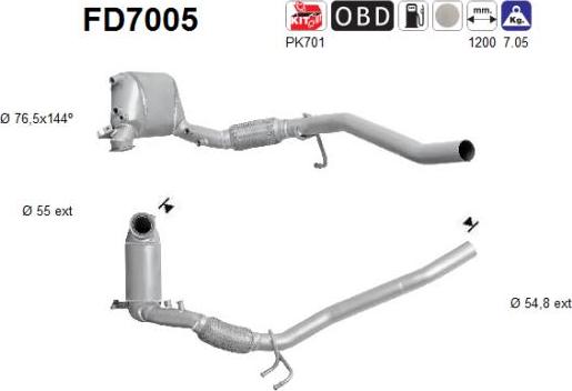 AS FD7005 - сажі / частковий фільтр, система вихлопу ОГ autocars.com.ua