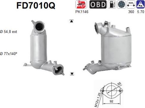 AS FD7010Q - сажі / частковий фільтр, система вихлопу ОГ autocars.com.ua