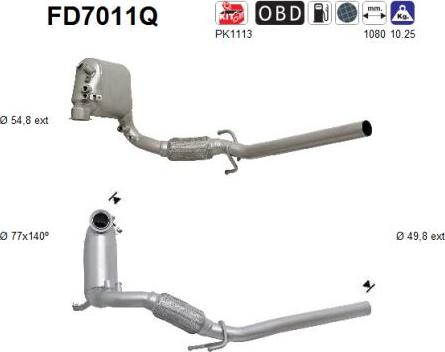 AS FD7011Q - сажі / частковий фільтр, система вихлопу ОГ autocars.com.ua