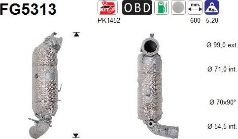 AS FG5313 - Сажевый / частичный фильтр, система выхлопа ОГ avtokuzovplus.com.ua