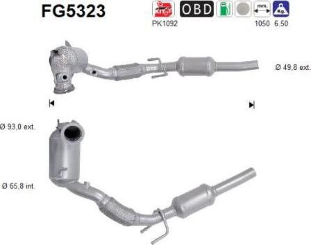 AS FG5323 - сажі / частковий фільтр, система вихлопу ОГ autocars.com.ua