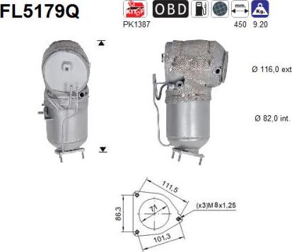 AS FL5179Q - Сажевый / частичный фильтр, система выхлопа ОГ avtokuzovplus.com.ua