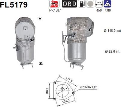 AS FL5179 - Сажевый / частичный фильтр, система выхлопа ОГ avtokuzovplus.com.ua