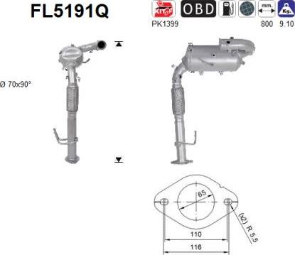 AS FL5191Q - сажі / частковий фільтр, система вихлопу ОГ autocars.com.ua