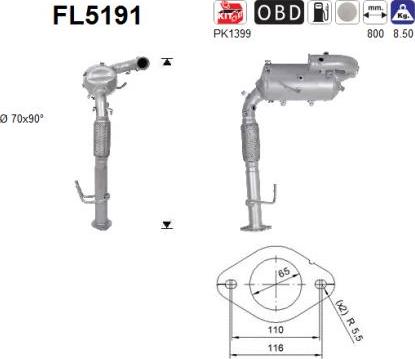 AS FL5191 - сажі / частковий фільтр, система вихлопу ОГ autocars.com.ua