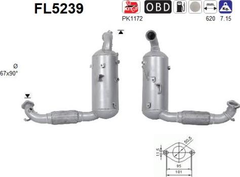 AS FL5239 - сажі / частковий фільтр, система вихлопу ОГ autocars.com.ua