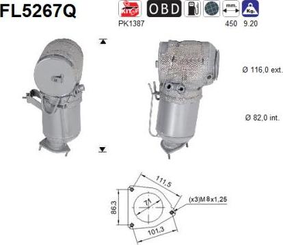 AS FL5267Q - сажі / частковий фільтр, система вихлопу ОГ autocars.com.ua