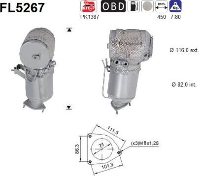 AS FL5267 - сажі / частковий фільтр, система вихлопу ОГ autocars.com.ua