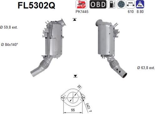 AS FL5302Q - сажі / частковий фільтр, система вихлопу ОГ autocars.com.ua