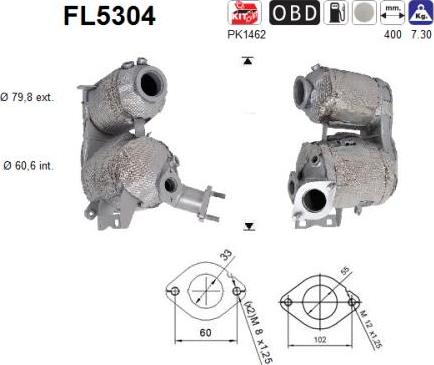 AS FL5304 - сажі / частковий фільтр, система вихлопу ОГ autocars.com.ua