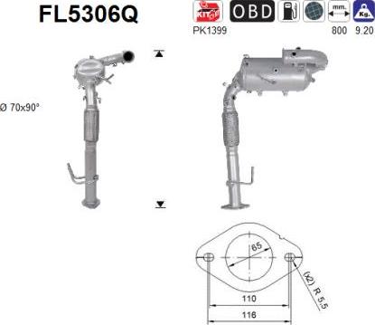 AS FL5306Q - сажі / частковий фільтр, система вихлопу ОГ autocars.com.ua