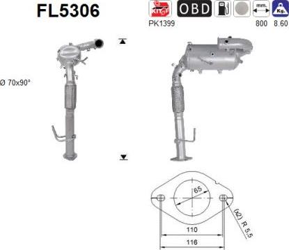 AS FL5306 - сажі / частковий фільтр, система вихлопу ОГ autocars.com.ua