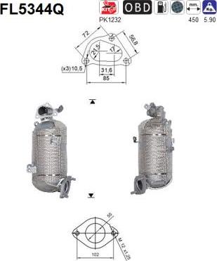AS FL5344Q - сажі / частковий фільтр, система вихлопу ОГ autocars.com.ua