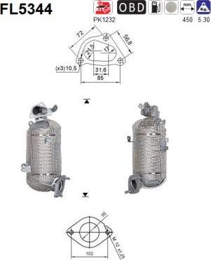 AS FL5344 - сажі / частковий фільтр, система вихлопу ОГ autocars.com.ua
