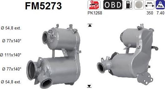 AS FM5273 - сажі / частковий фільтр, система вихлопу ОГ autocars.com.ua