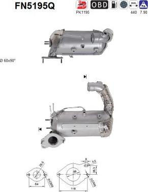AS FN5195Q - сажі / частковий фільтр, система вихлопу ОГ autocars.com.ua