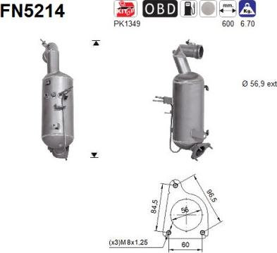 AS FN5214 - сажі / частковий фільтр, система вихлопу ОГ autocars.com.ua