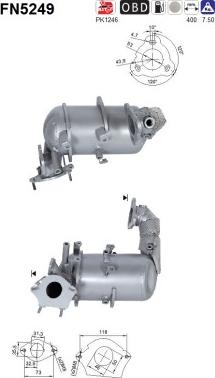 AS FN5249 - сажі / частковий фільтр, система вихлопу ОГ autocars.com.ua