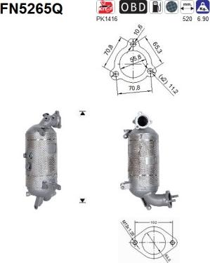 AS FN5265Q - сажі / частковий фільтр, система вихлопу ОГ autocars.com.ua