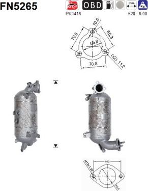 AS FN5265 - сажі / частковий фільтр, система вихлопу ОГ autocars.com.ua