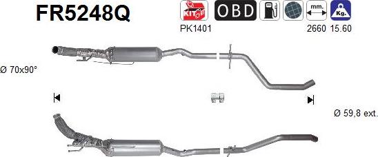 AS FR5248Q - Сажевый / частичный фильтр, система выхлопа ОГ avtokuzovplus.com.ua