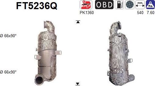 AS FT5236Q - сажі / частковий фільтр, система вихлопу ОГ autocars.com.ua