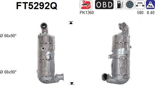 AS FT5292Q - сажі / частковий фільтр, система вихлопу ОГ autocars.com.ua